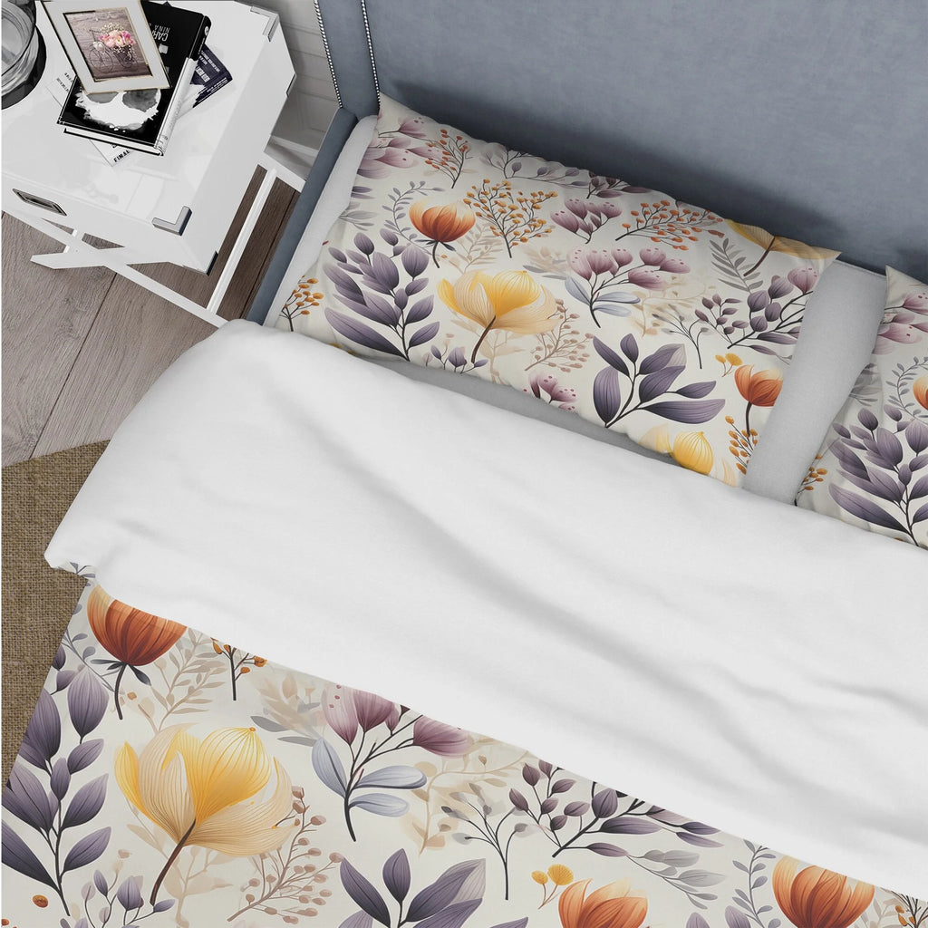 Yellow Floral Bedding Comforter Set with 2 Shams Twin E1547