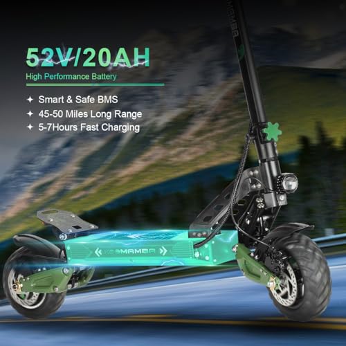 1200W Electric Scooter with 52V Battery, 10" Off Road Fat Tires O948