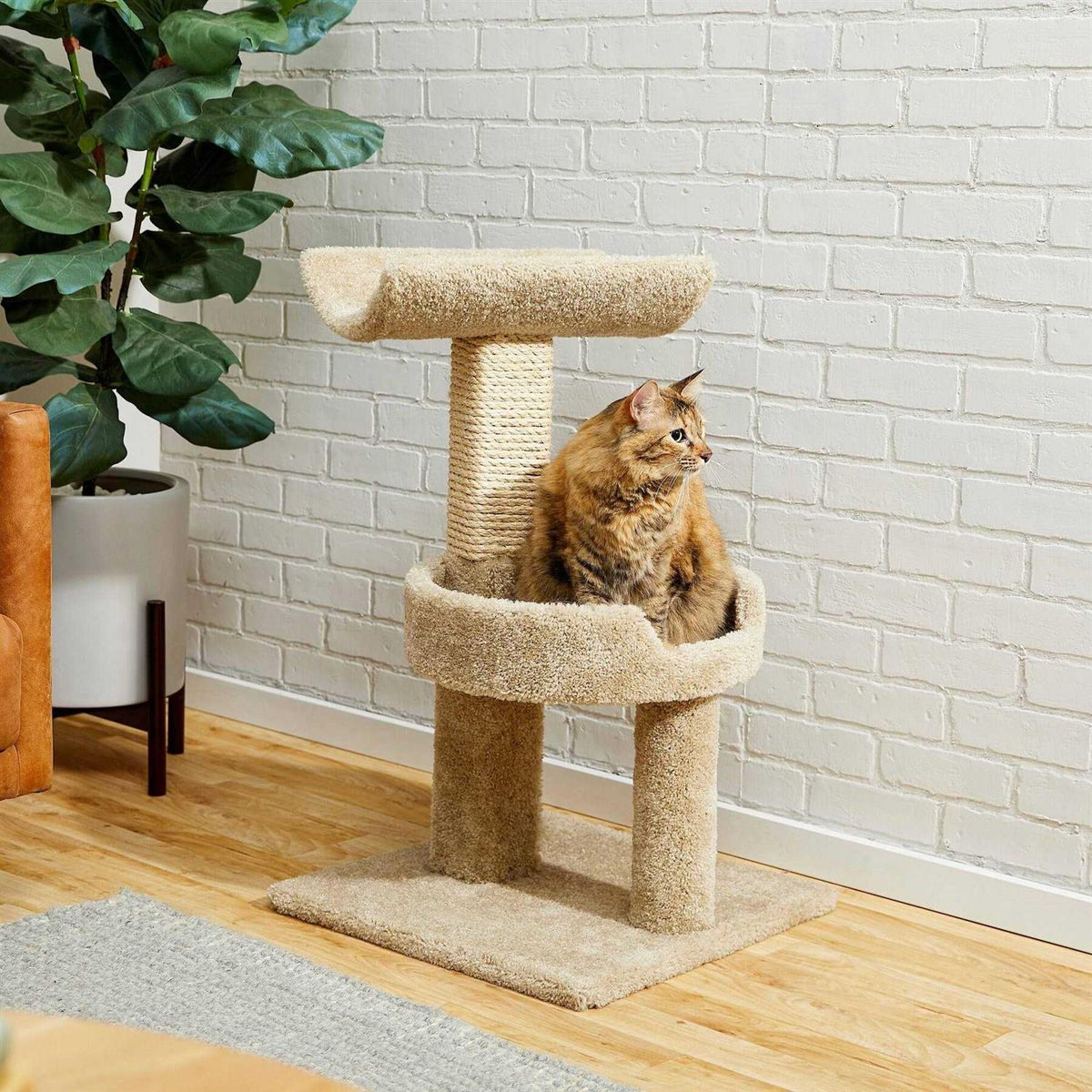 32-in Real Carpet Wooden Cat Tree O68862
