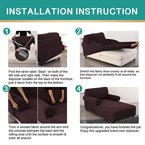 D-Copper Green Stretch Jacquard Chaise Lounge Slipcover T284348