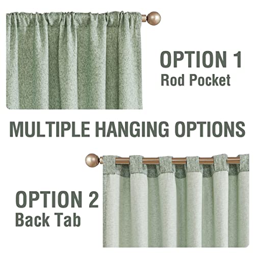 Sage Green Faux Linen Curtains 84 Inches Long Set of 2 Panels D696