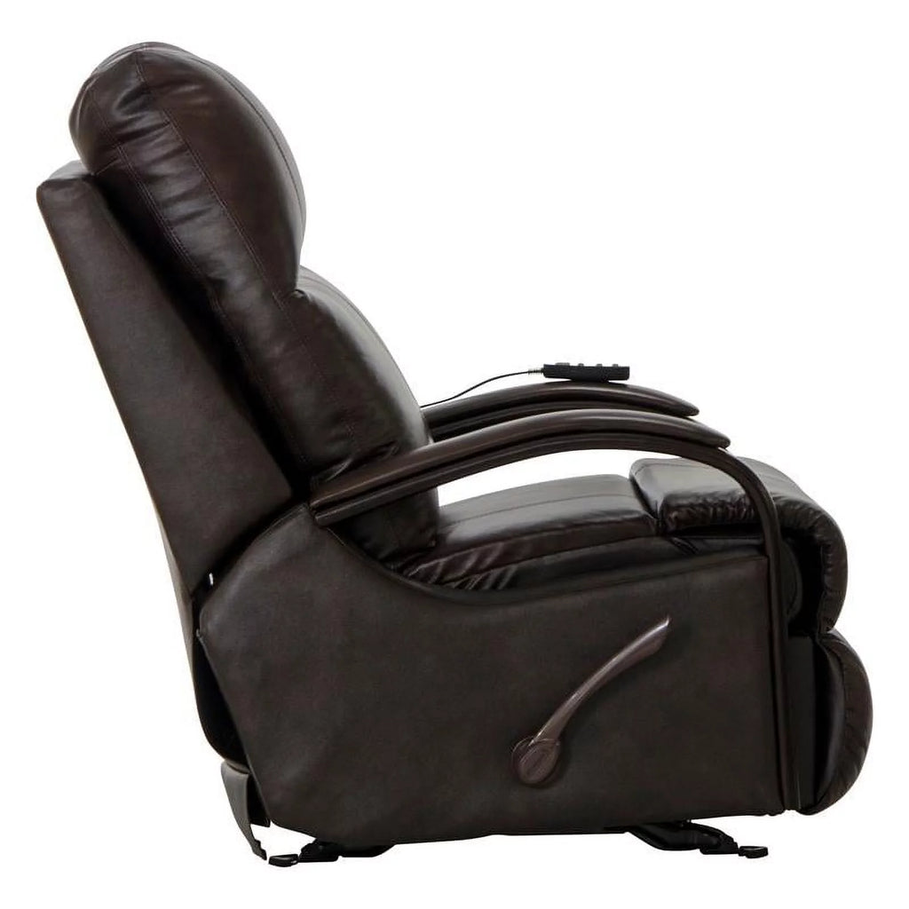 Brown Top Grain Italian Leather Glider Recliner with Heat & Massage K19438