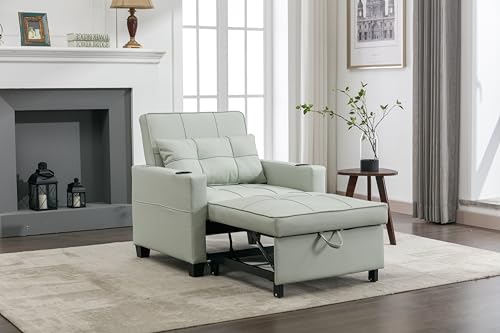 Blue Tech Cloth 3-in-1 Convertible Pull Out Couch Z81310