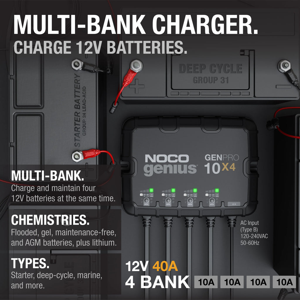 4-Bank 40A 12V Onboard Battery Charger B60402