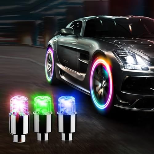 6 Pcs LED Car Wheel Valve Dust Cap Lights J732750
