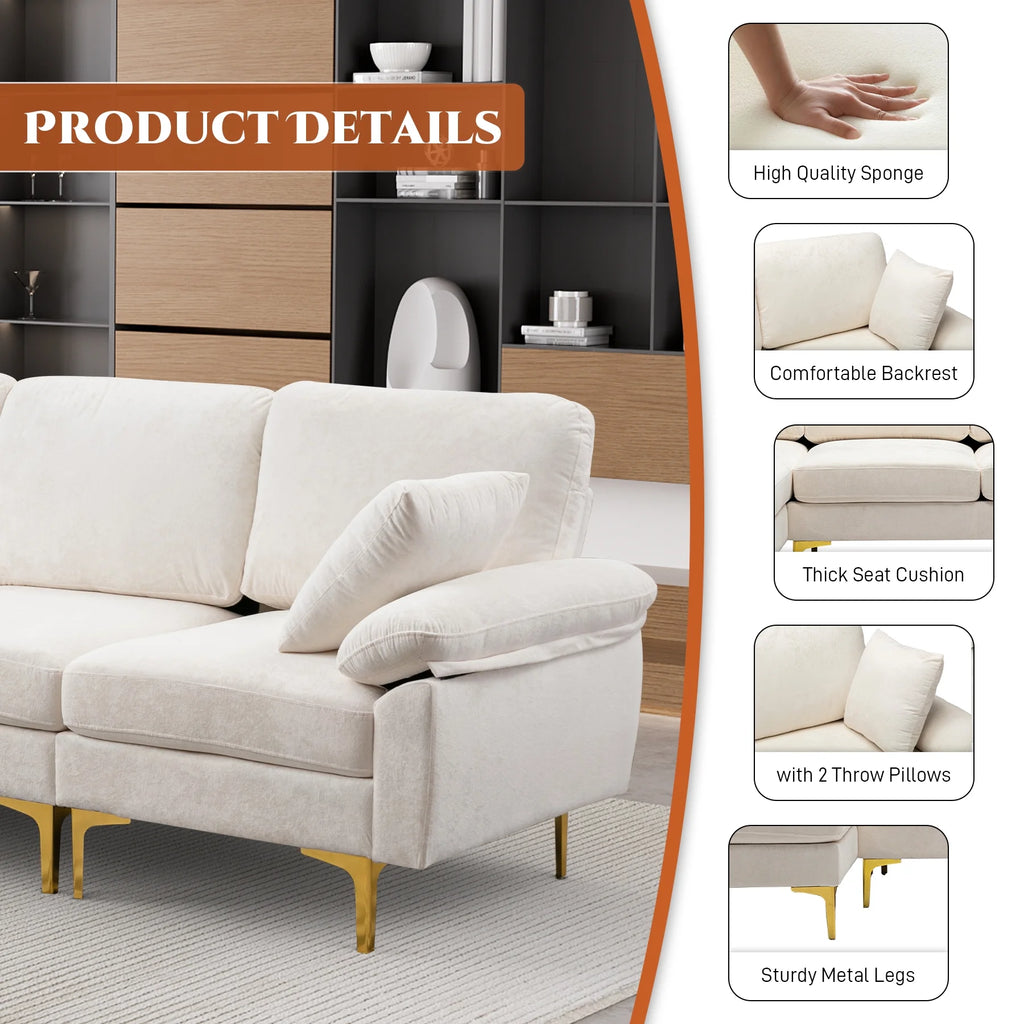 Upholstered Velvet U-shaped Sectional Sofa With Ottoman M813