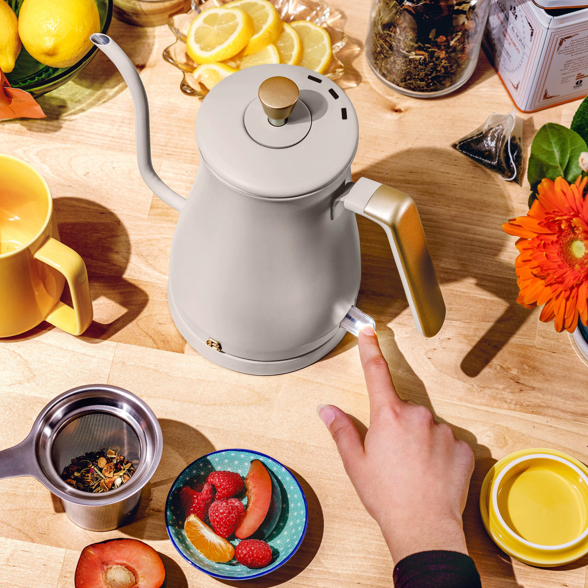 1-Liter Electric Gooseneck Kettle 1200 W Porcini Taupe R26145