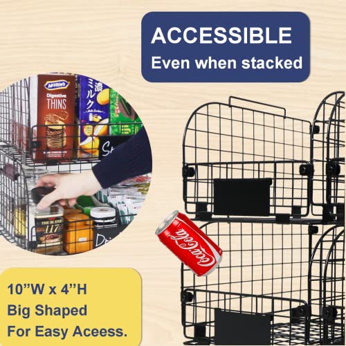 4 Pack 12"x10.4"x7.8" Black Metal Stackable Baskets B251
