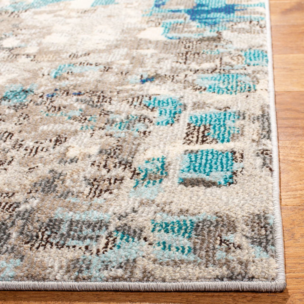 Grey/Blue Abstract Polka Dots Area Rug, 9' x 12' A879847