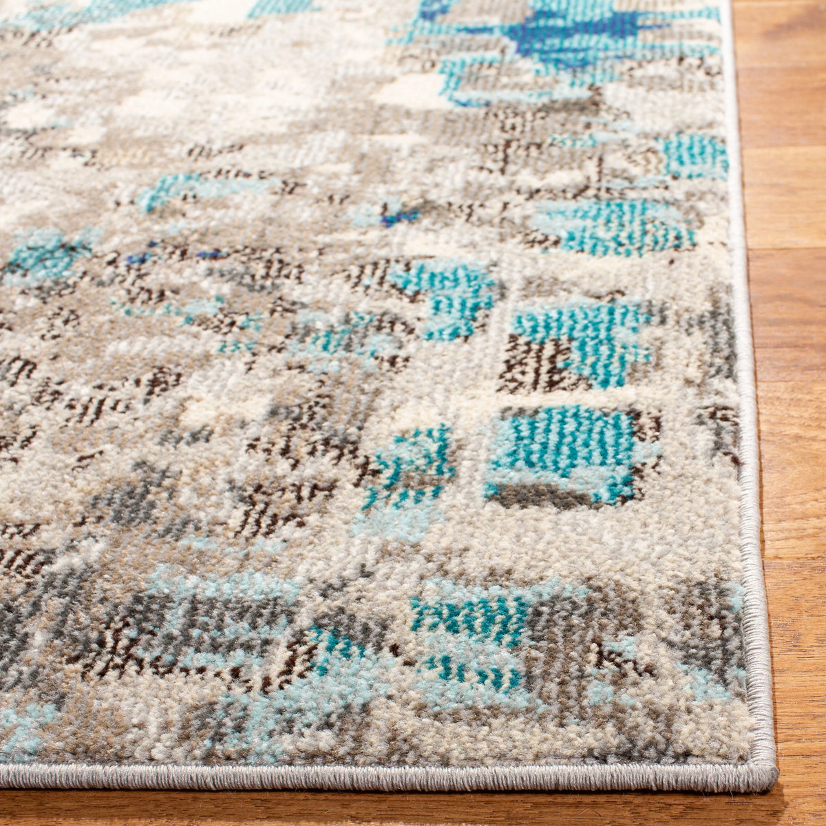 Grey/Blue Abstract Polka Dots Area Rug, 9' x 12' A879847