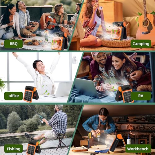 20000mAh Rechargeable Solar Fan with LED Light B224