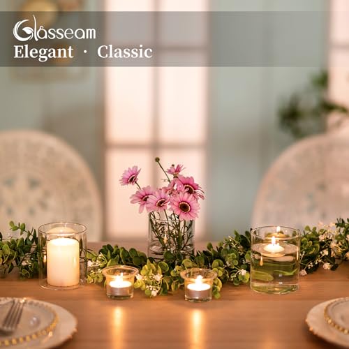 Set of 6 Clear Cylinder Candle Holders W23552