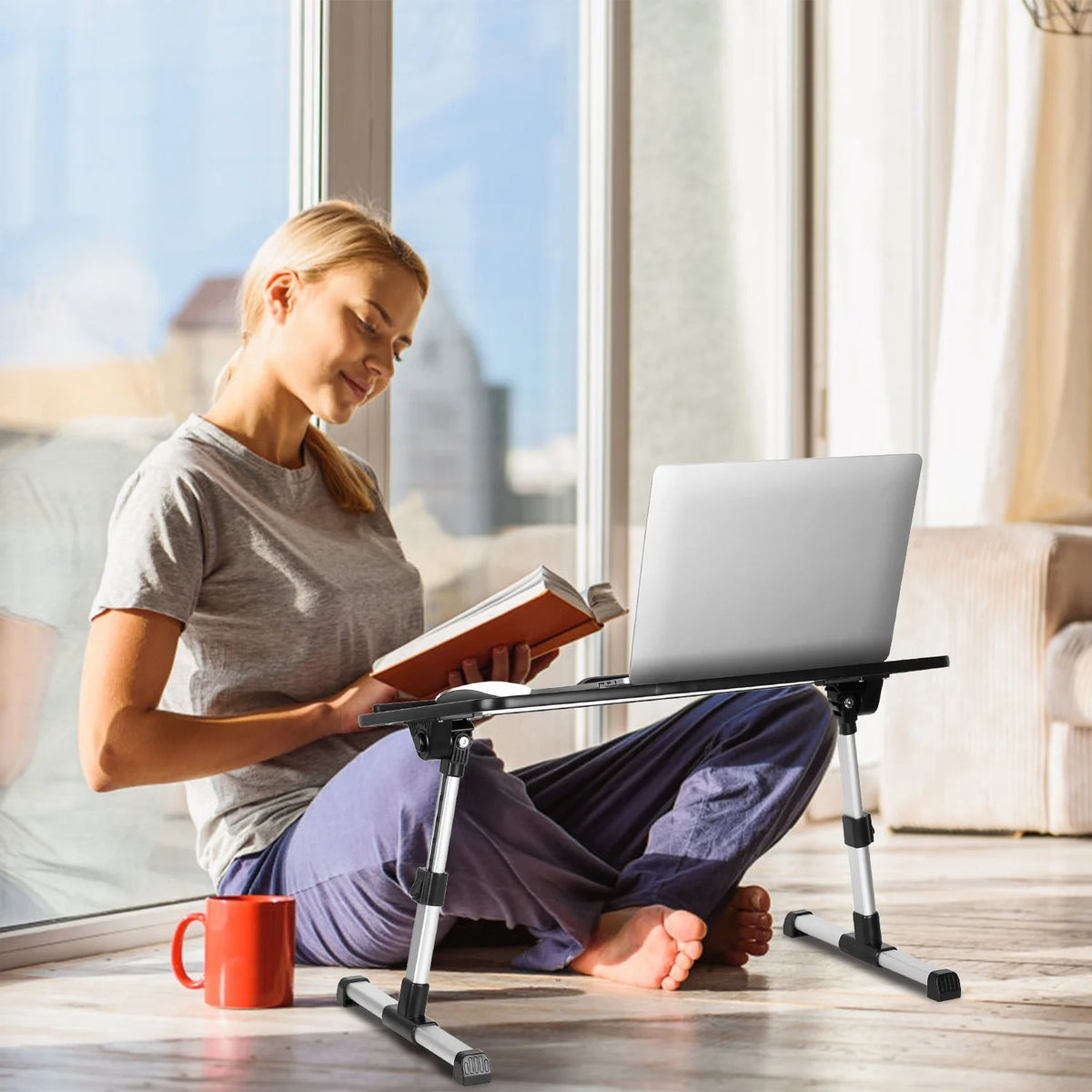 Foldable Laptop Table Stand Height Angle Adjustable Desk Tray W84067