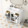 White 36 inch Bathroom Vanity with Sink and 3 Drawers Y81845