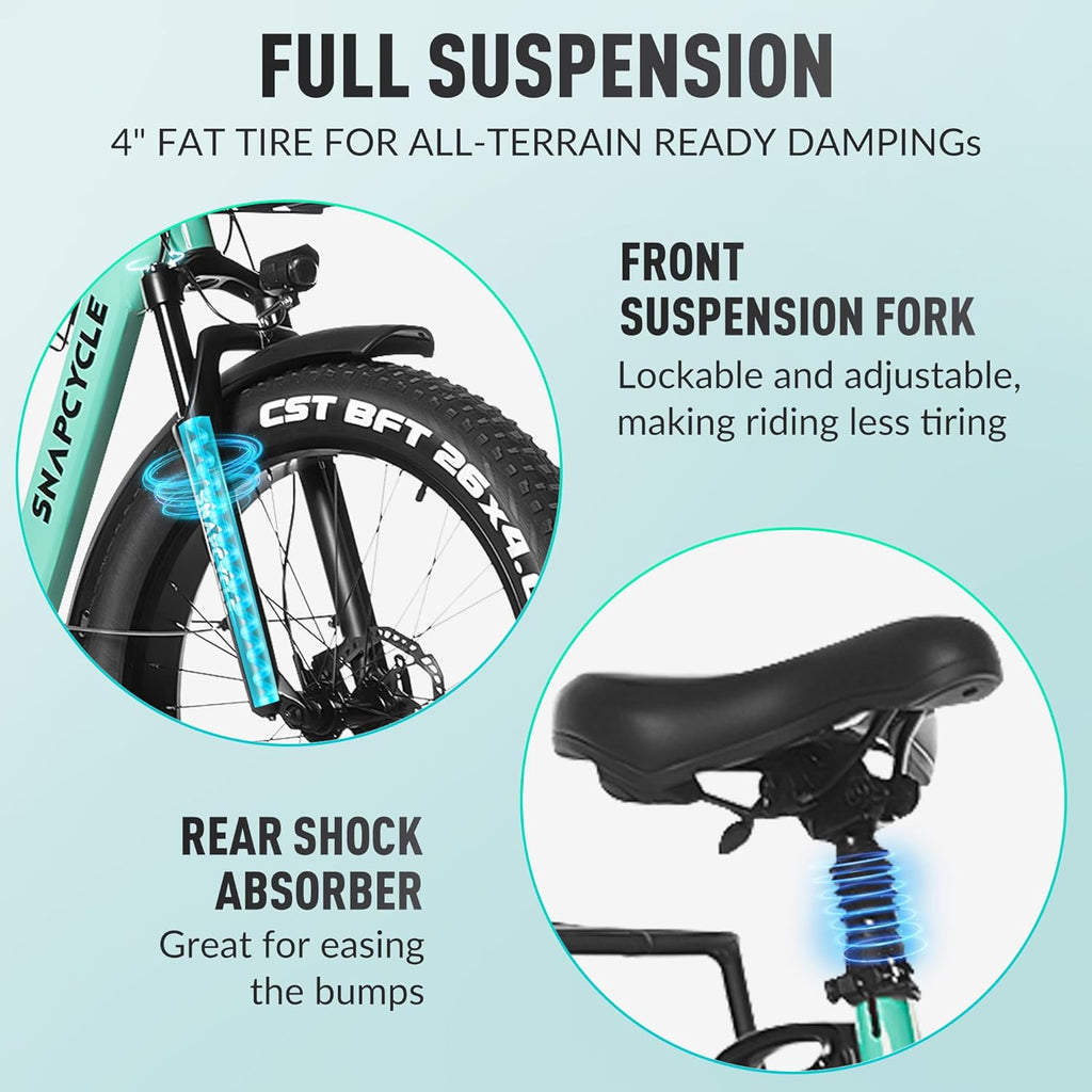 1000W Peak Motor 26" x 4.0 Fat Tire Step-Thru Ebike with 48V 15AH Removable Battery C4127