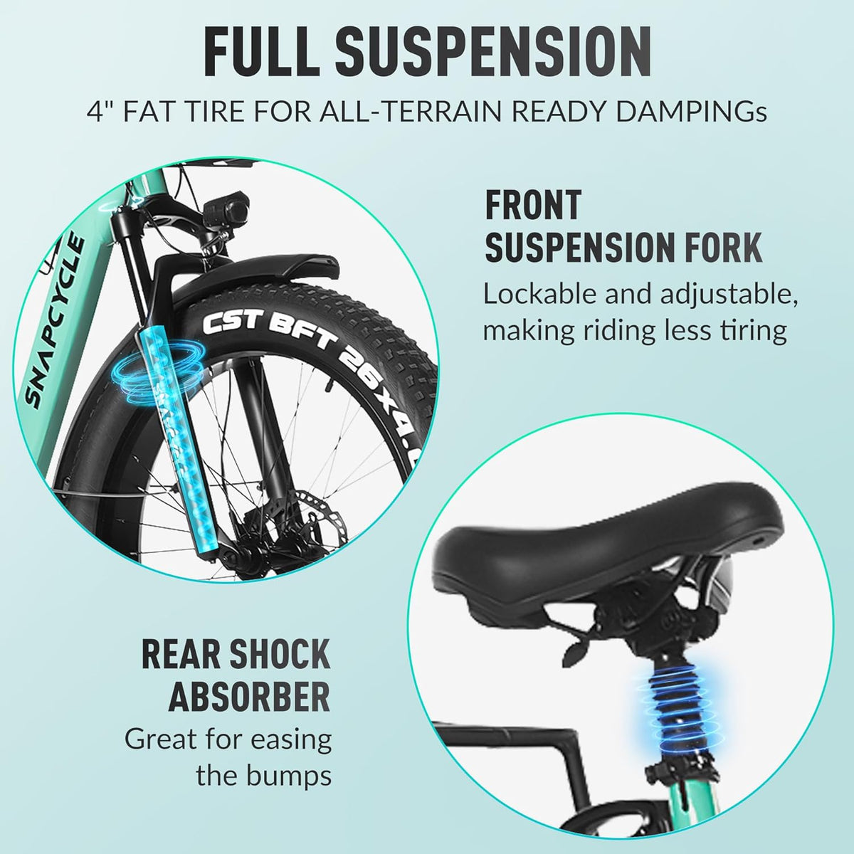1000W Peak Motor 26" x 4.0 Fat Tire Step-Thru Ebike with 48V 15AH Removable Battery C4127