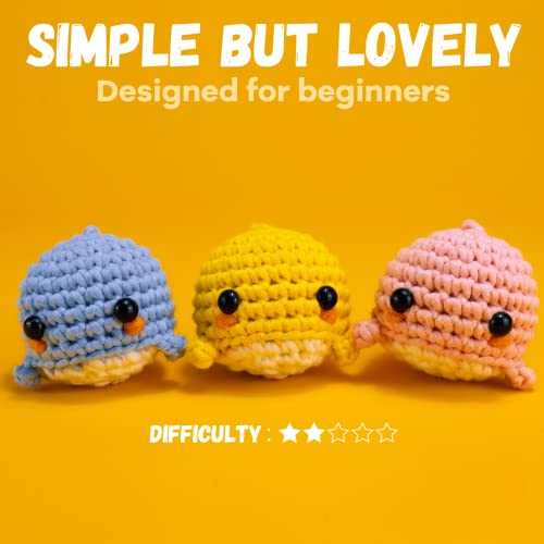 3PCS Crochet Animal Kit with Yarn, Eyes, Stuffing, Crochet Hook Q611508