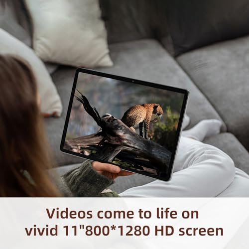 Black 11 Inch Android 14 Tablet, 12GB RAM 128GB ROM 1TB Expand E5770