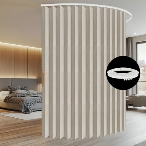 Grey W100 x L84 1 Pack Blackout Accordion Room Divider Curtains with Ceiling Track A666091