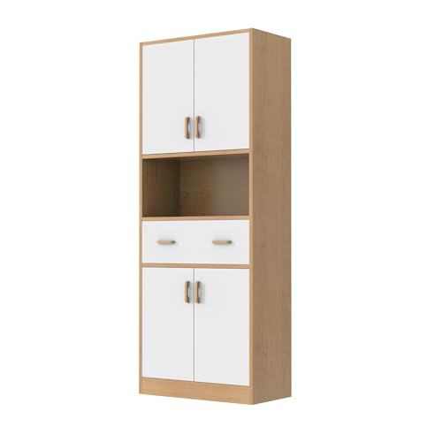 70" Tall Wooden Kitchen Pantry Cabinet with Doors and Drawer S2762