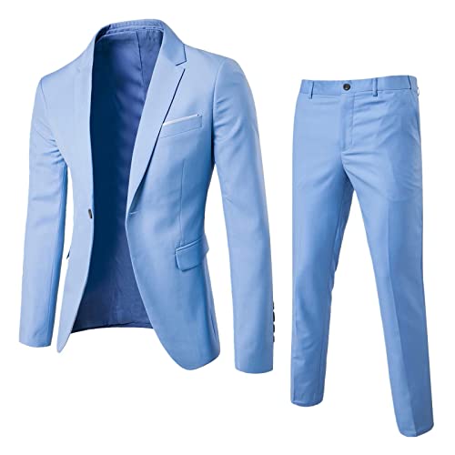 Men’s Blazer Set Slim 2 Piece Suit Set Plus Size Suit Jacket and Dress Pants Sets Q510