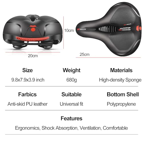 Wide Bicycle Saddle Seat with Dual Shock Absorbing Ball, Thickened Memory Foam, Waterproof N1402
