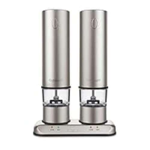 Rechargeable Electric Salt & Pepper Mill Set in Brushed Stainless Steel T858