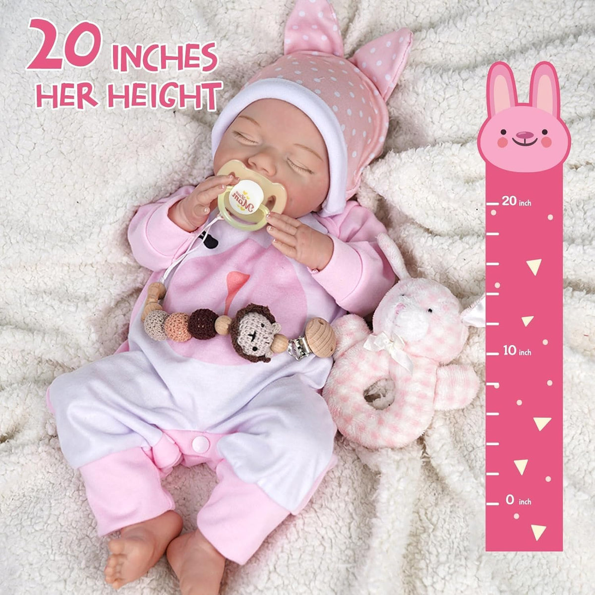 20 Inch Soft Body Realistic Baby Doll with Clothes Accessories Feeding Kit V529