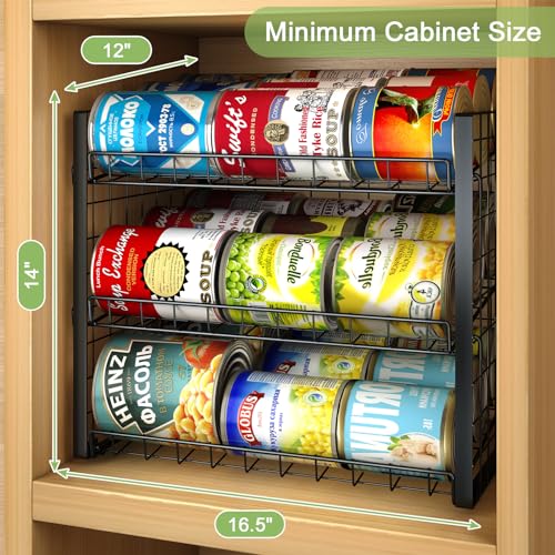 3-Tier Black Stackable Can Rack Organizer H832