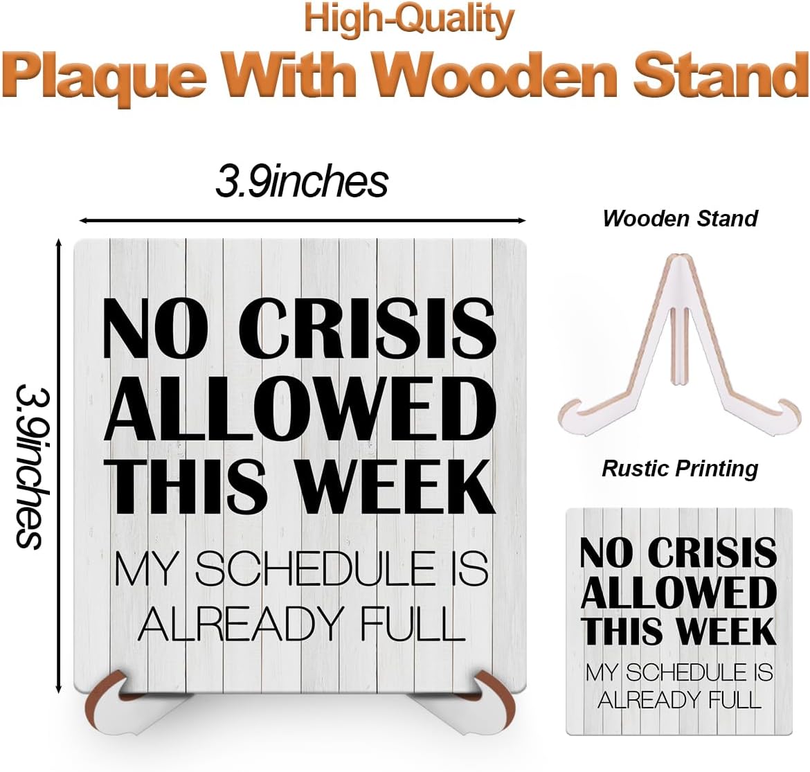 Wood Sign with Wooden Stand Desk Decor A367