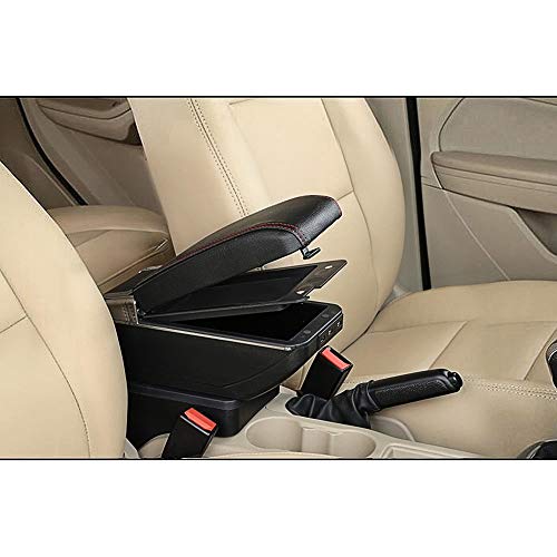 Black Car Center Console Armrest Box Storage Organizer with Cup Holder & Ashtray & 7 USB Ports F82312