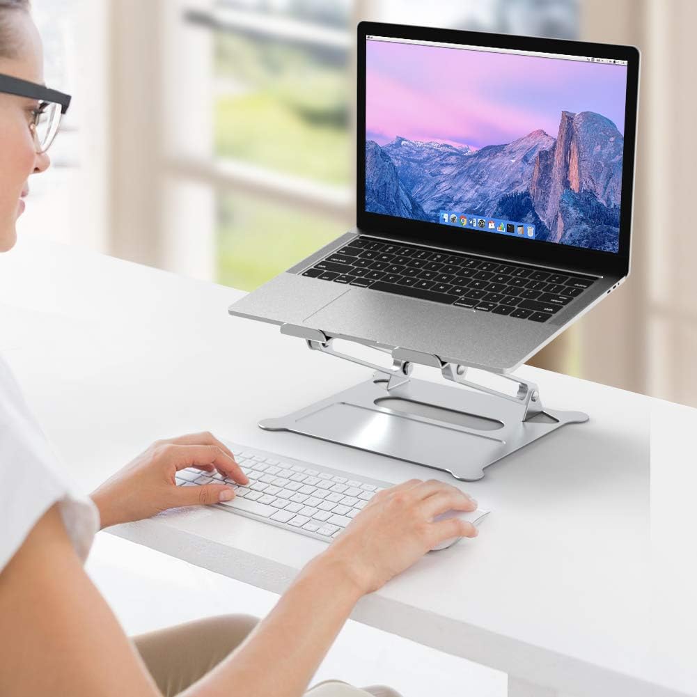 Aluminum Laptop Stand, Ergonomic Adjustable Notebook Stand, Silver N397036