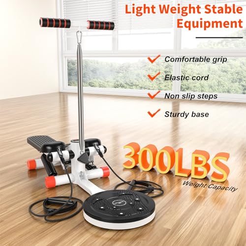 Mini Twist Stepper with Resistance Bands, 330LBS Weight Capacity, Adjustable Twist Table, LCD Monitor D527
