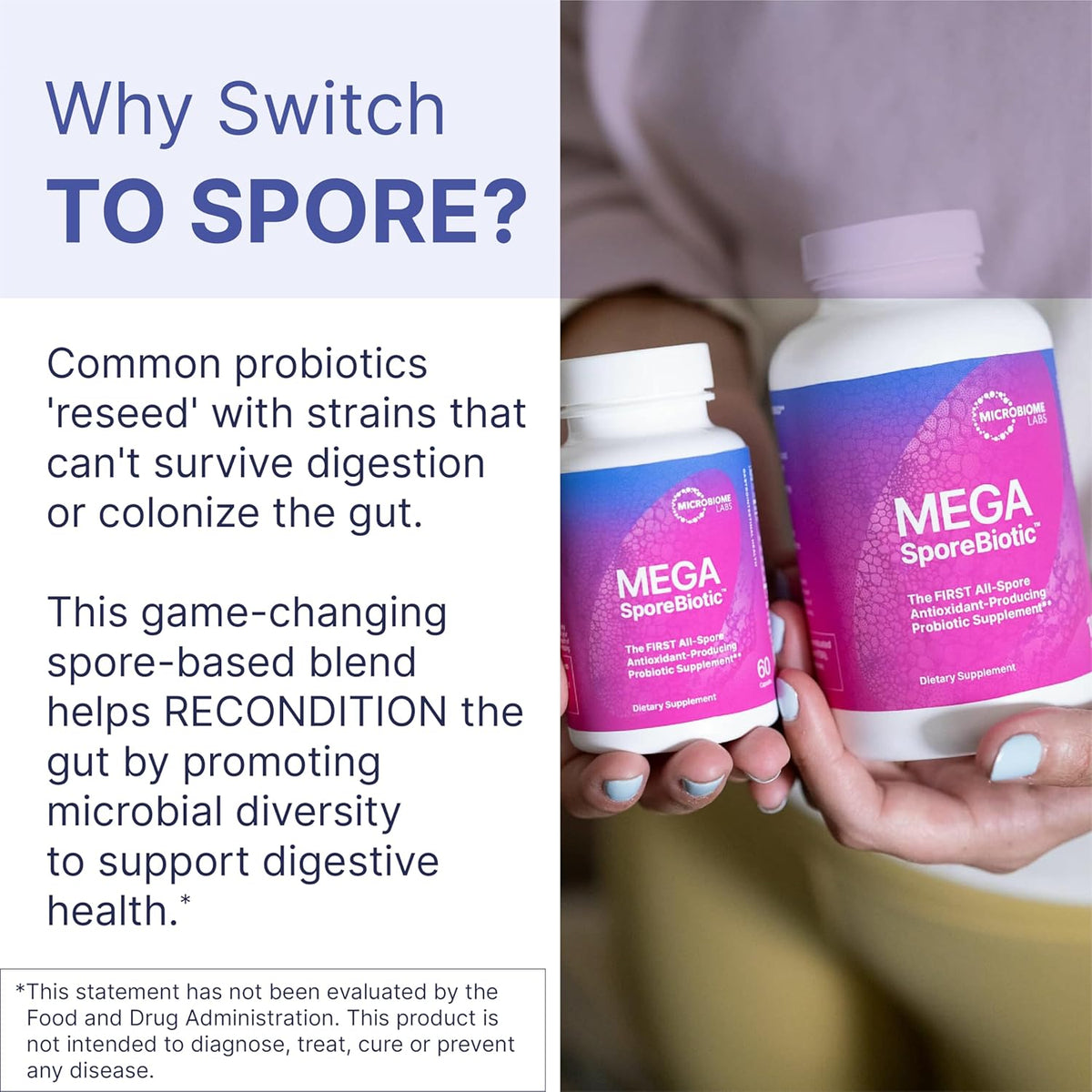 60 Capsules Spore-Based Probiotic and 5.5oz Powder Supplement Bundle J525