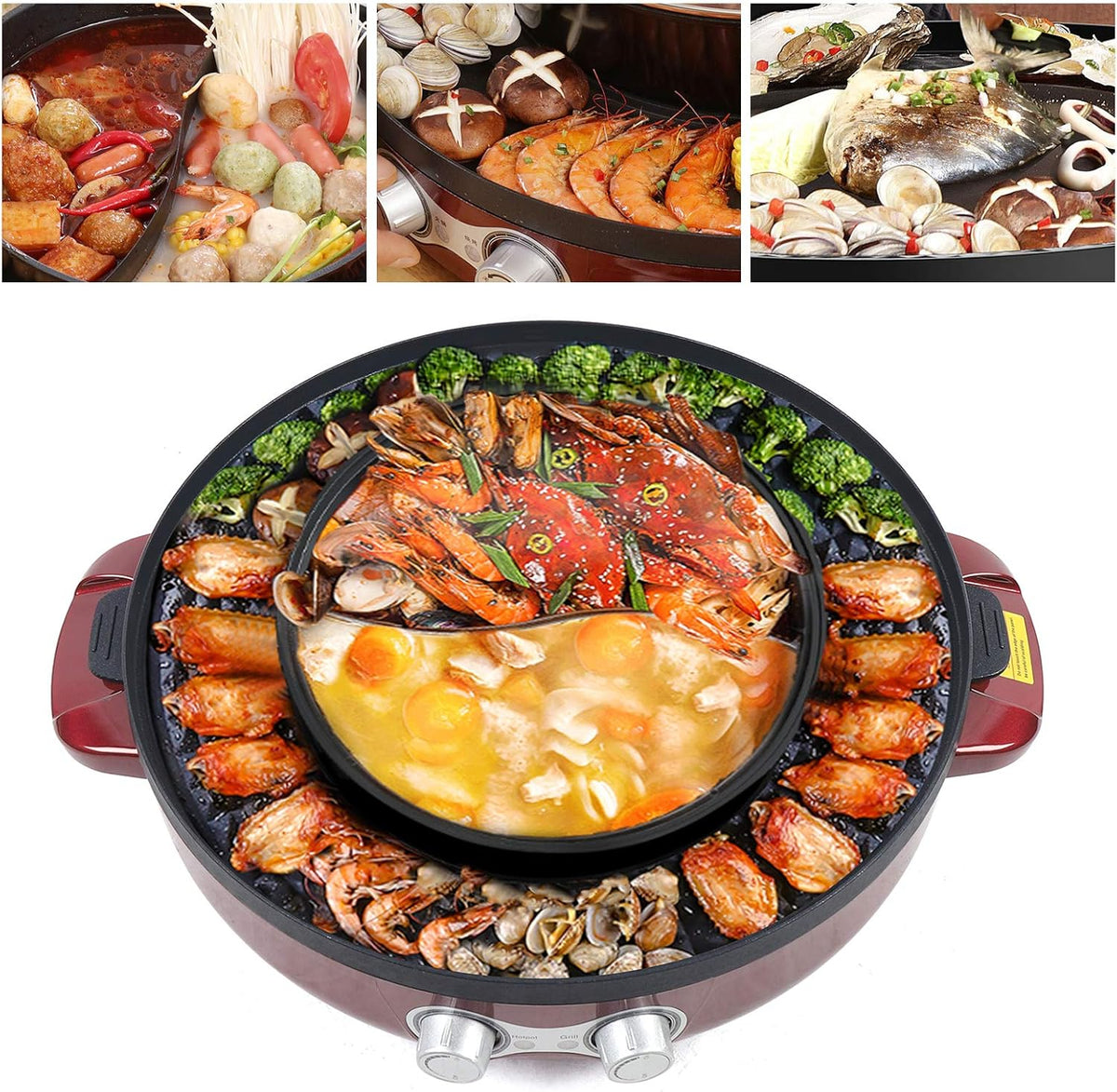 2 in 1 Electric Grill and Hot Pot with Nonstick Coating R778747