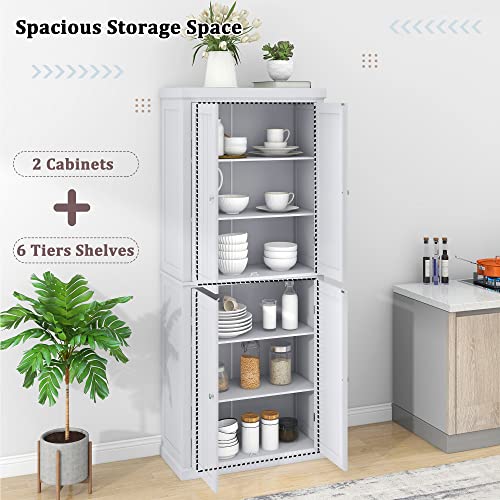 White 72.4-inch Tall Storage Cabinet with 4 Doors and Adjustable Shelves P582