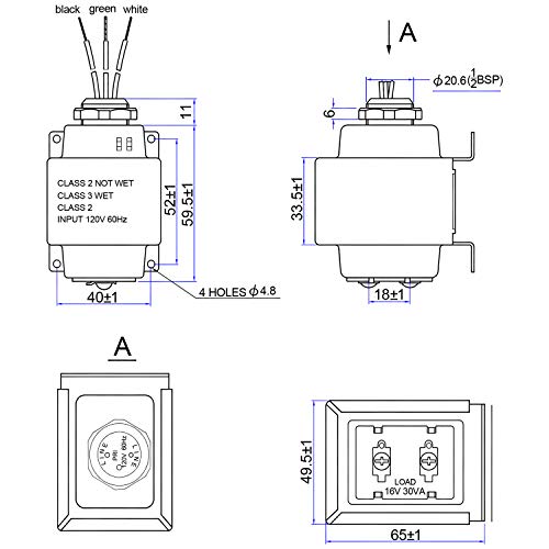 16V 30VA Wired Doorbell Transformer Y184