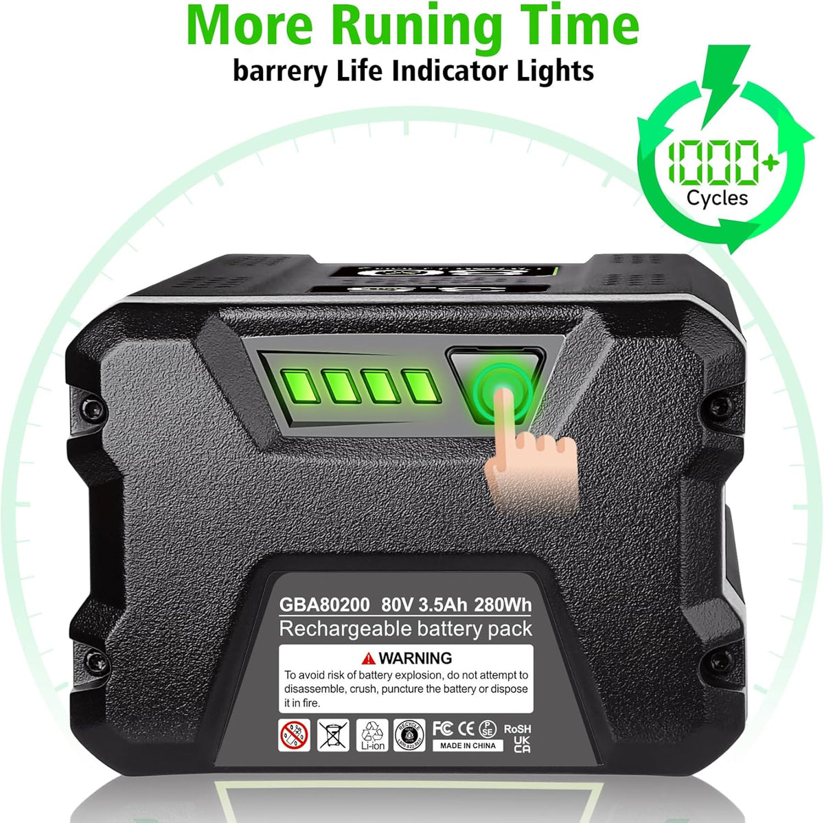 80V 3.5Ah Lithium Ion Battery A3336