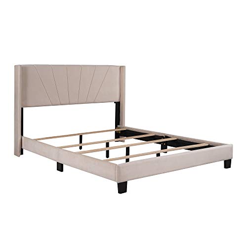Pink Queen Size Velvet Upholstered Platform Bed with Headboard and Footboard Z60083