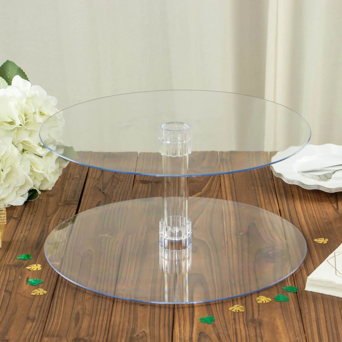 2 Tier 18 inch Acrylic Crystal Glass Clear Cupcake Stand C618