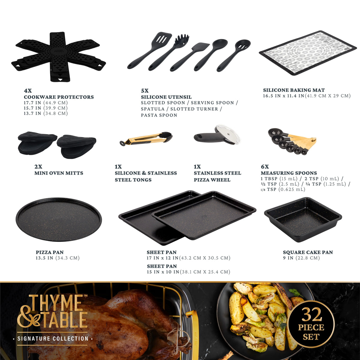 32-Piece Non-Stick Cookware & Bakeware Set, Black P589