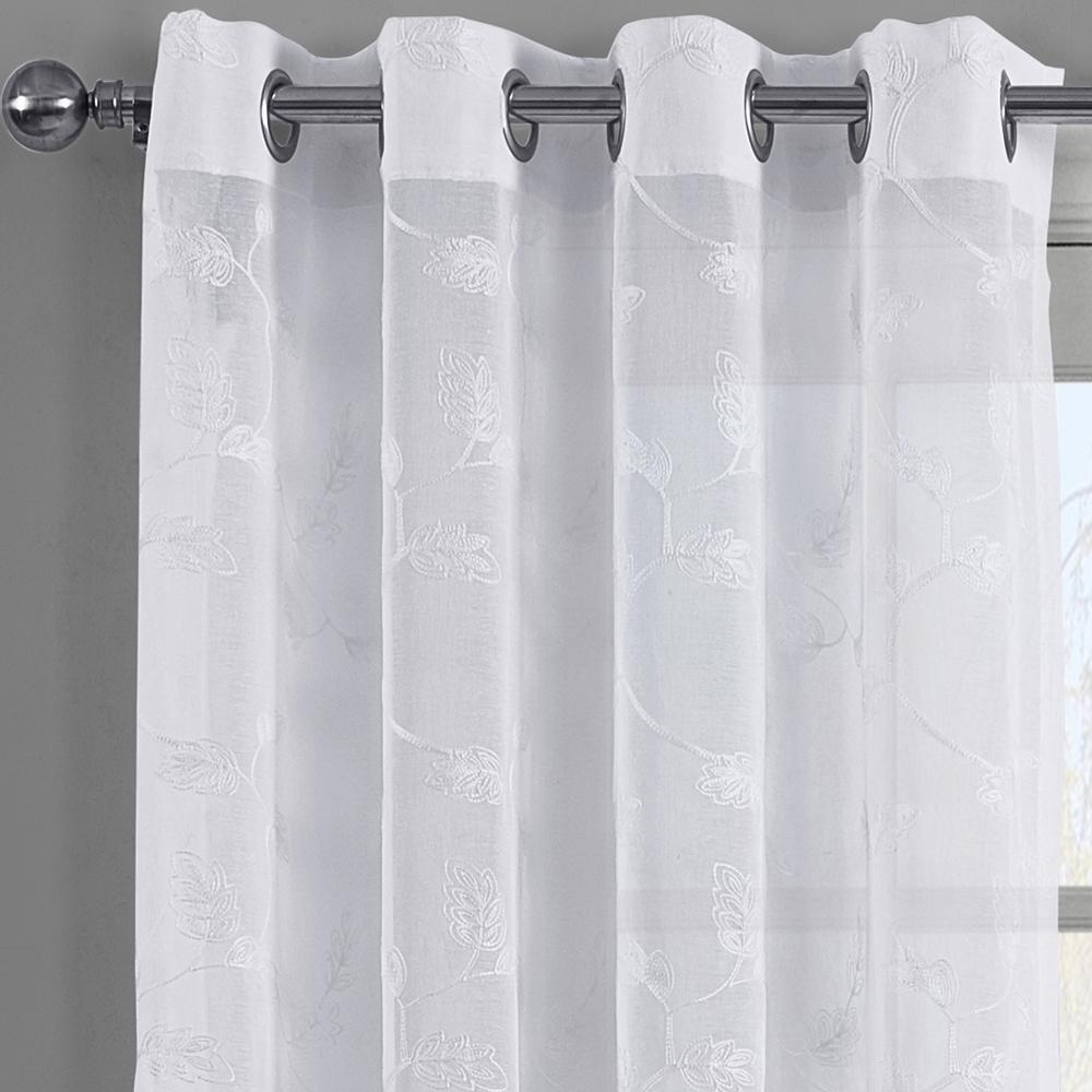 Brook Embroidered Grommet Top Sheer Window Curtain Pair (Set of 2)