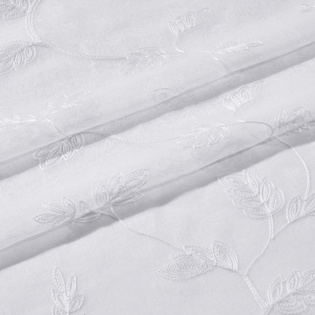 Brook Embroidered Grommet Top Sheer Window Curtain Pair (Set of 2)