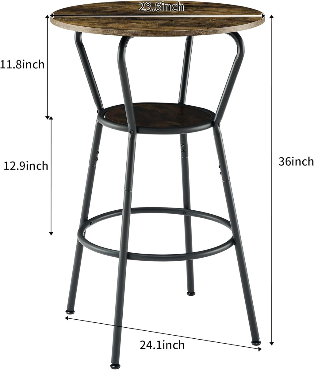 Antique Brown 3-Piece Round Bar Table with 2 Barstools X46193