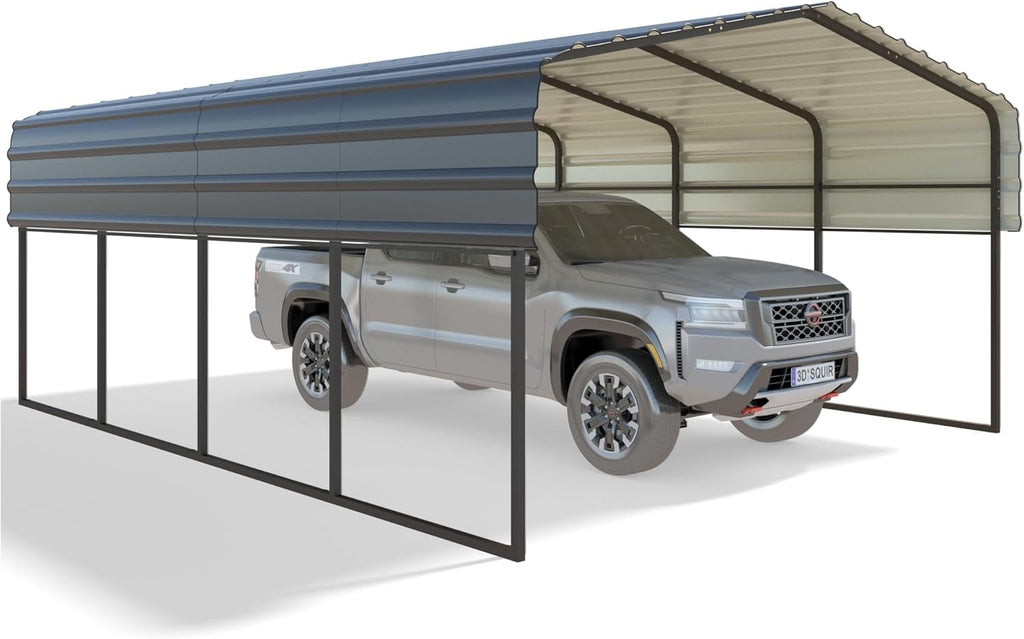 12'x20' Heavy Duty Metal Carport with Galvanized Steel Roof Y50168