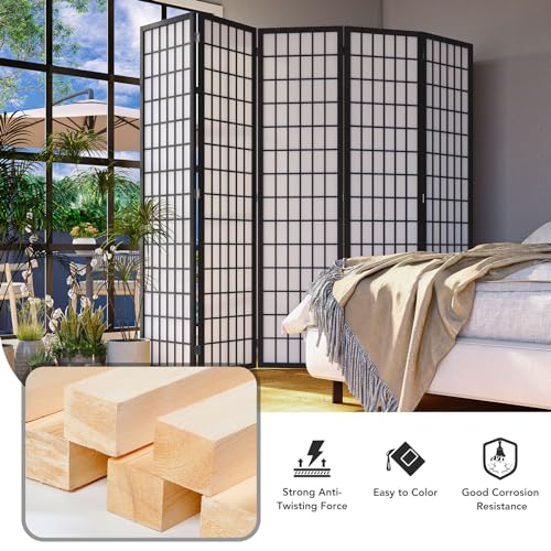 6 Panel Natural Wood Room Divider K385
