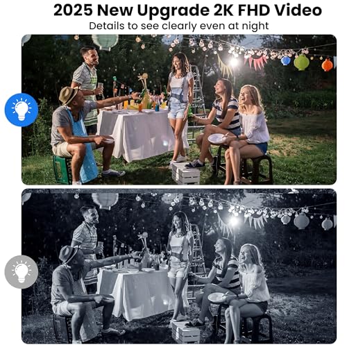 2K Wireless Outdoor Security Camera with Spotlight Siren Alarm J998075