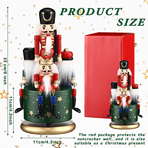 Nutcracker Music Box Wooden Nutcracker Soldier Toy Handmade Nutcracker Figures Christmas Nutcrackers Soldiers Wind up Musical Box Clockwork Christmas Music Box X6870