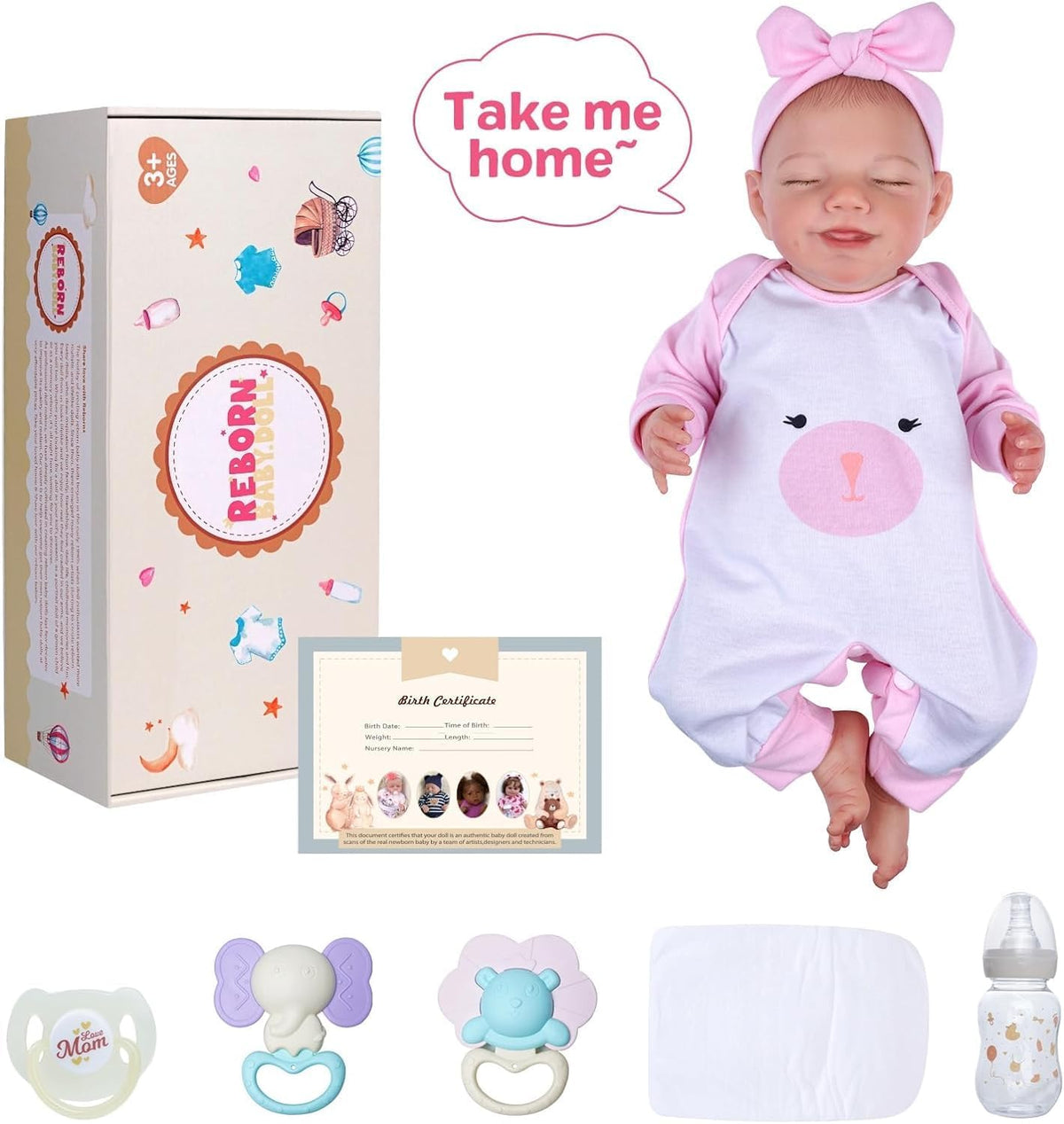 20 Inch Soft Body Realistic Baby Doll with Clothes Accessories Feeding Kit V529