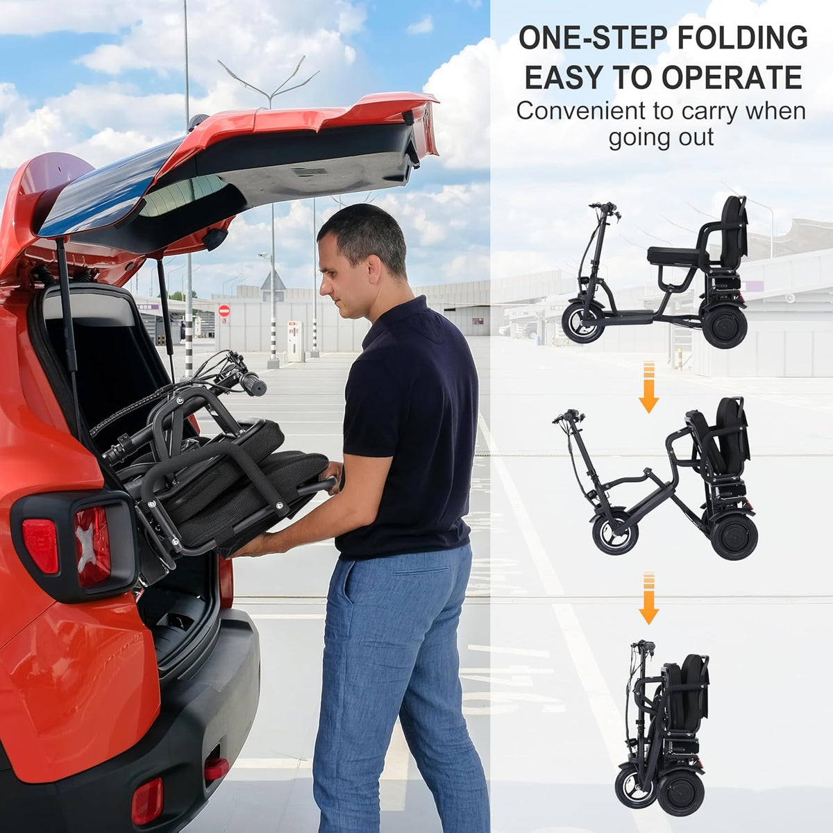 Black 3 Wheel Electric Scooter with Removable Battery J3108